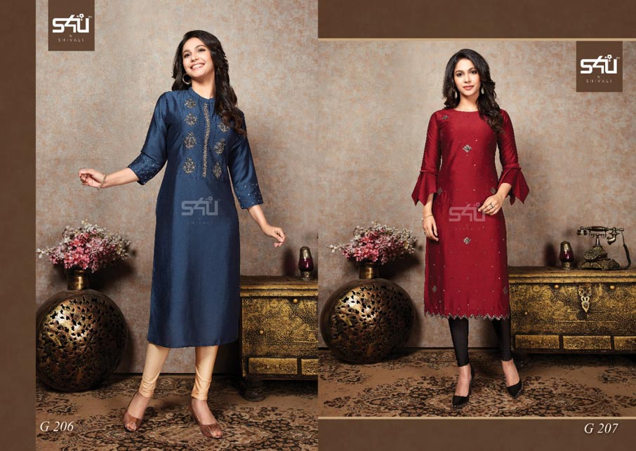 Glamour Vol-2 Chinon Silk Designer Kurtis Collection Glamour Vol-2 Chinon Silk Designer Kurtis Collection